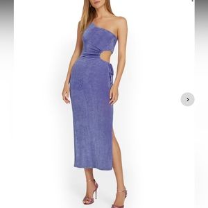 Blue off the shoulder midi dress